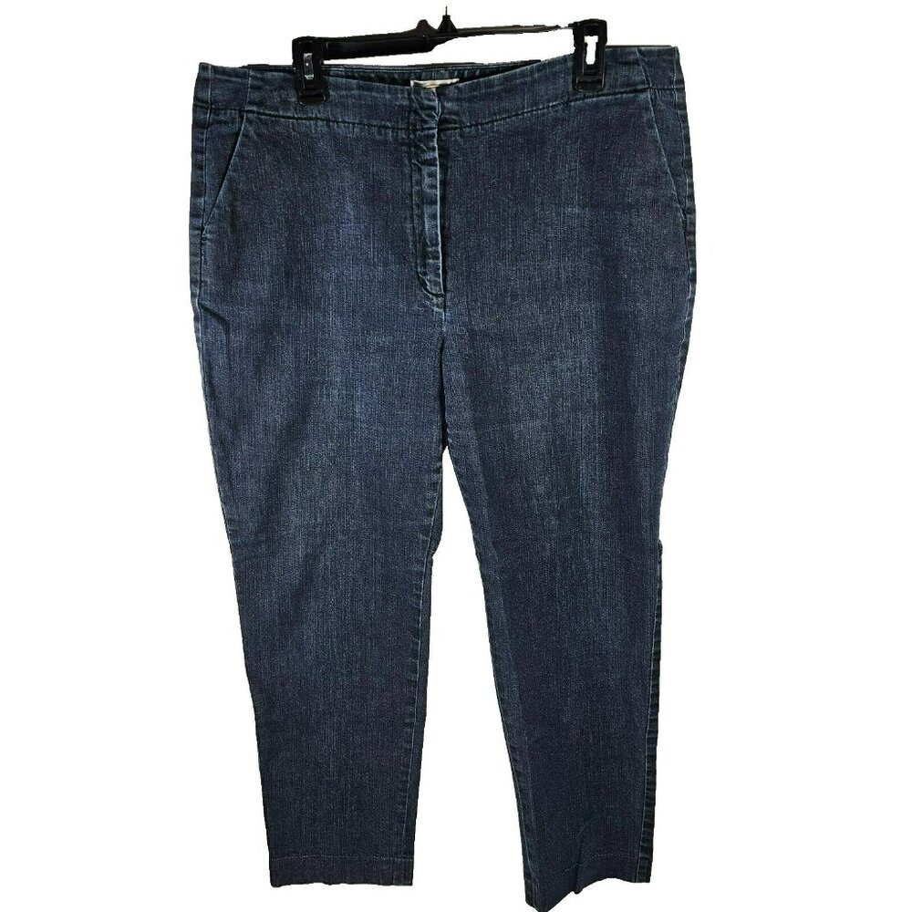 Talbots Stretch High Rise Skinny Jeans Women's Size 36x27" Clasp Dark Blue Wash